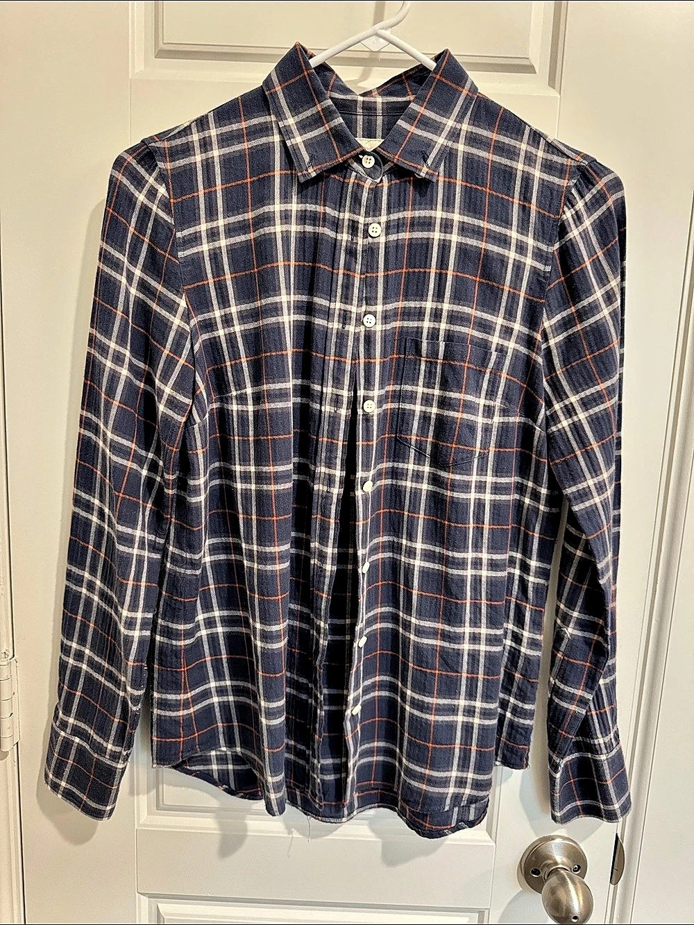 J.Crew The Boy Shirt Plaid Button Down Blue & Orange Size 0